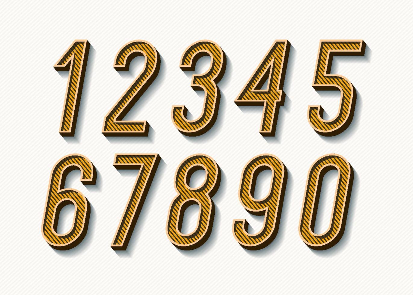 Numbers set bold trendy typography vector