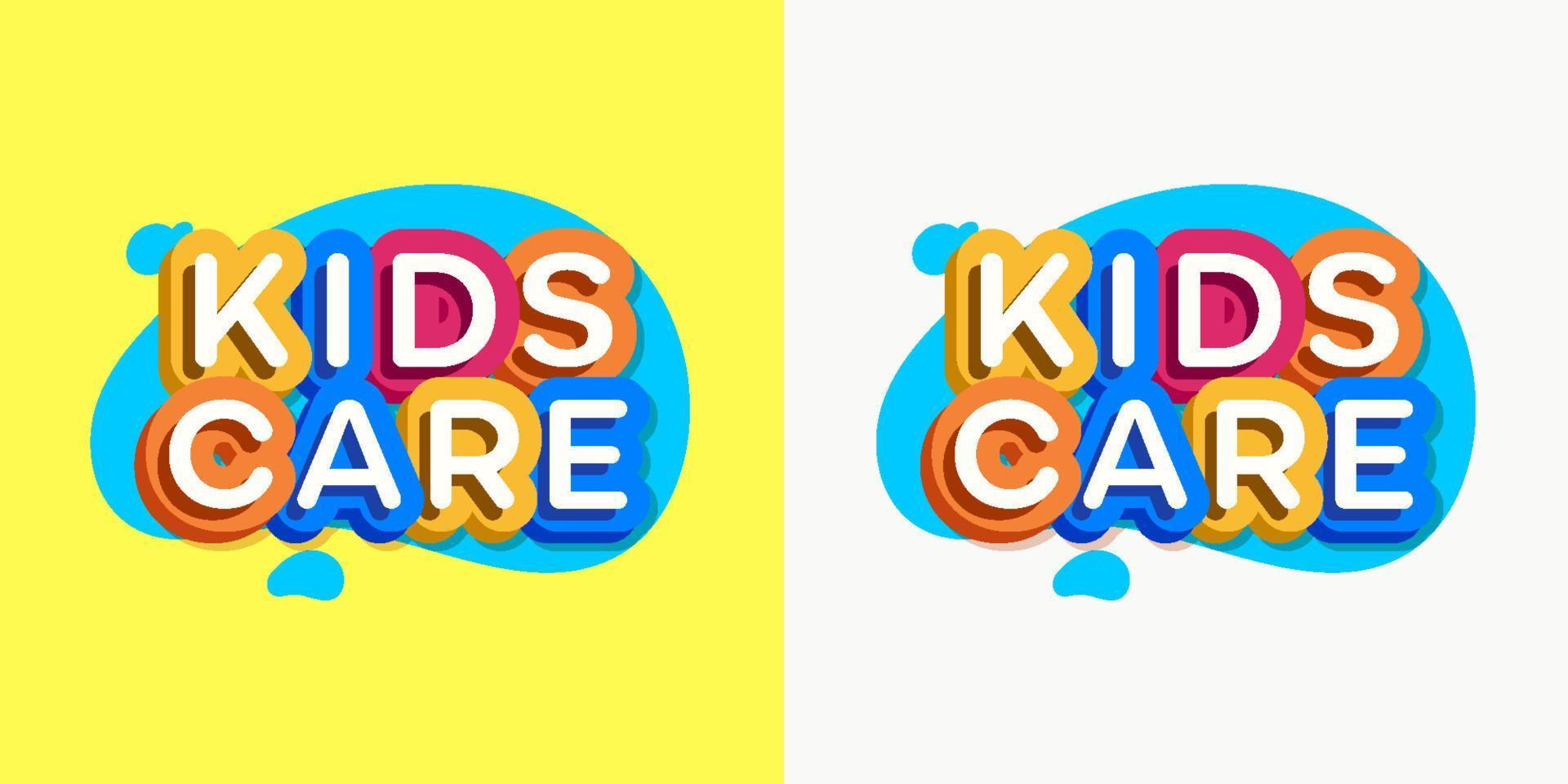 vector kids care logo dibujos animados estilo colorido