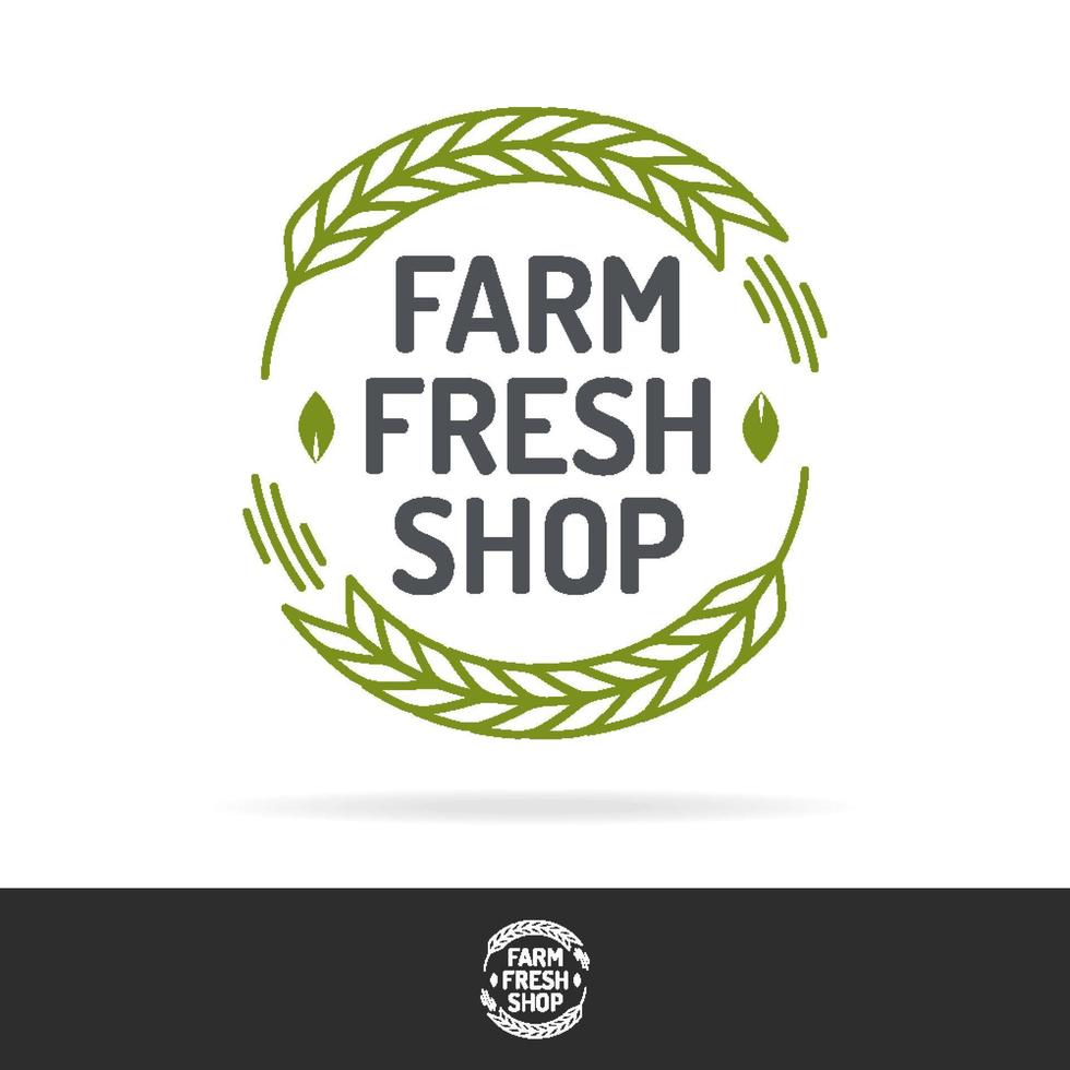conjunto de logotipo de tienda fresca de granja vectorial estilo de línea de color vector