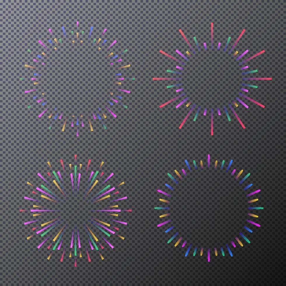 Neon stars set isolated on transparent background. vector