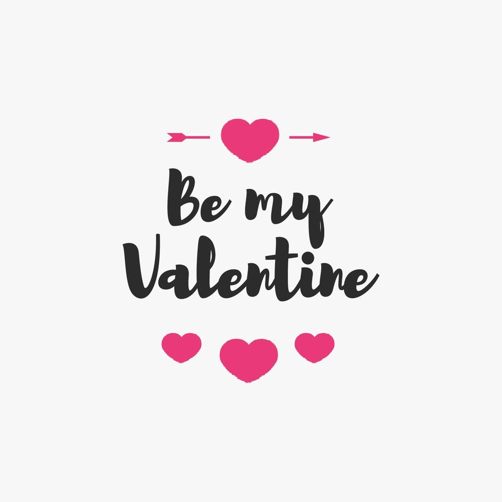 Valentines day emblem with sign be my valentine isolated on white background vector