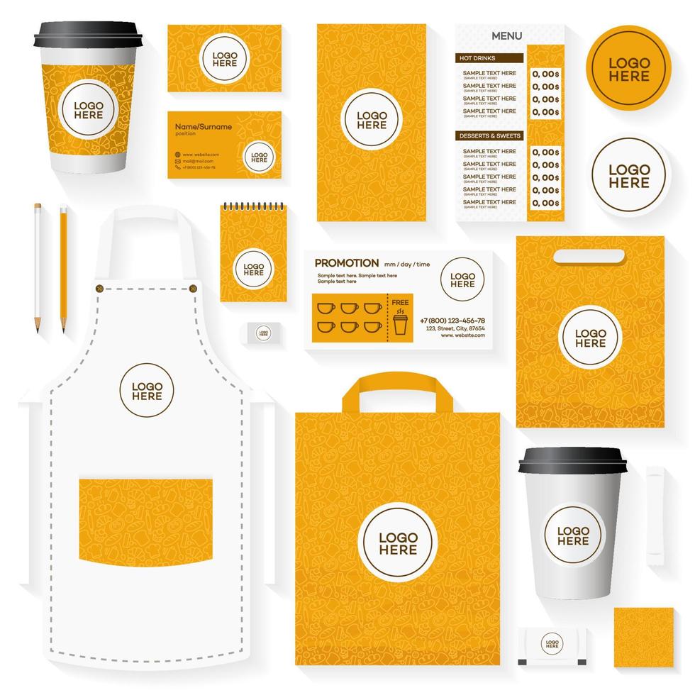 Corporate identity template set with place for logo and pattern for bread house vector