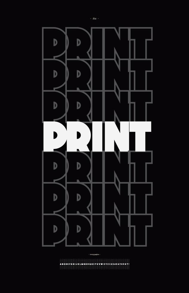Vector print font modern typography