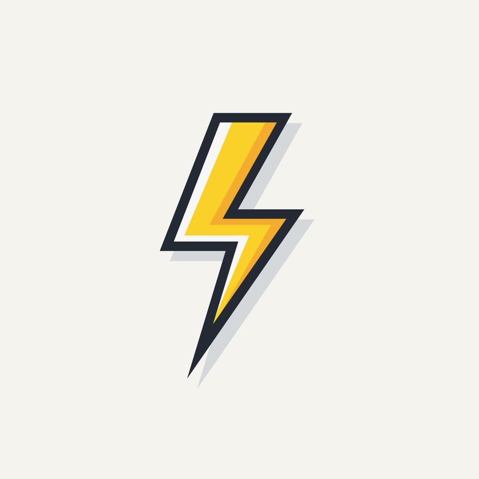 Yellow electric lightning bold vector symbol