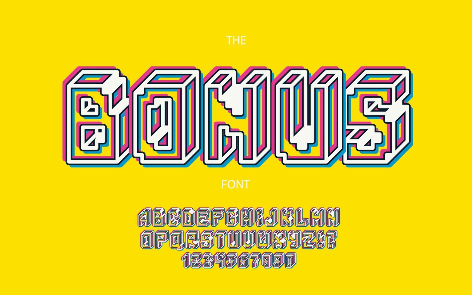 Vector bonus font 3d bold style.