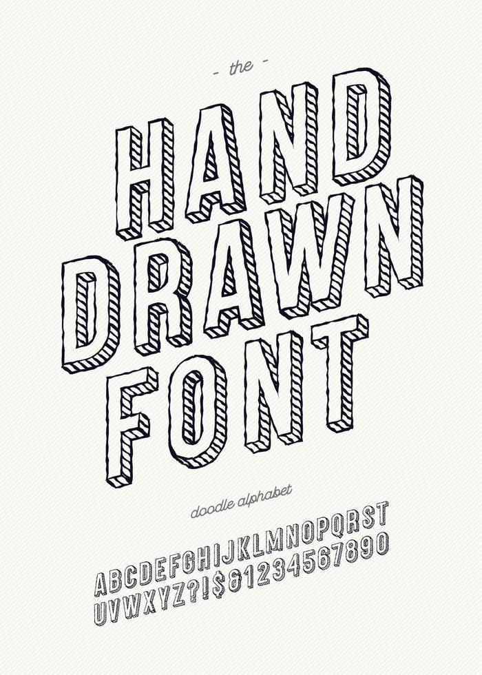 Vector hand draw font 3d for book