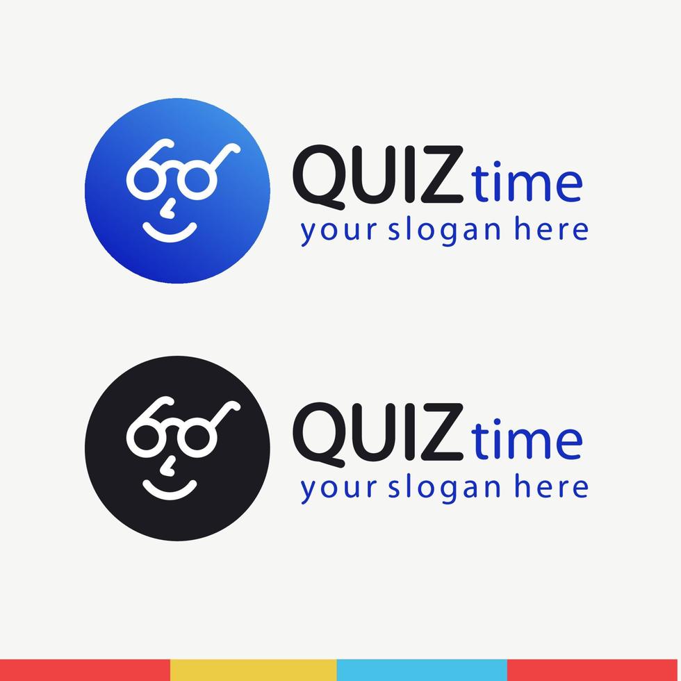 Quiz time vector symbol with smart face