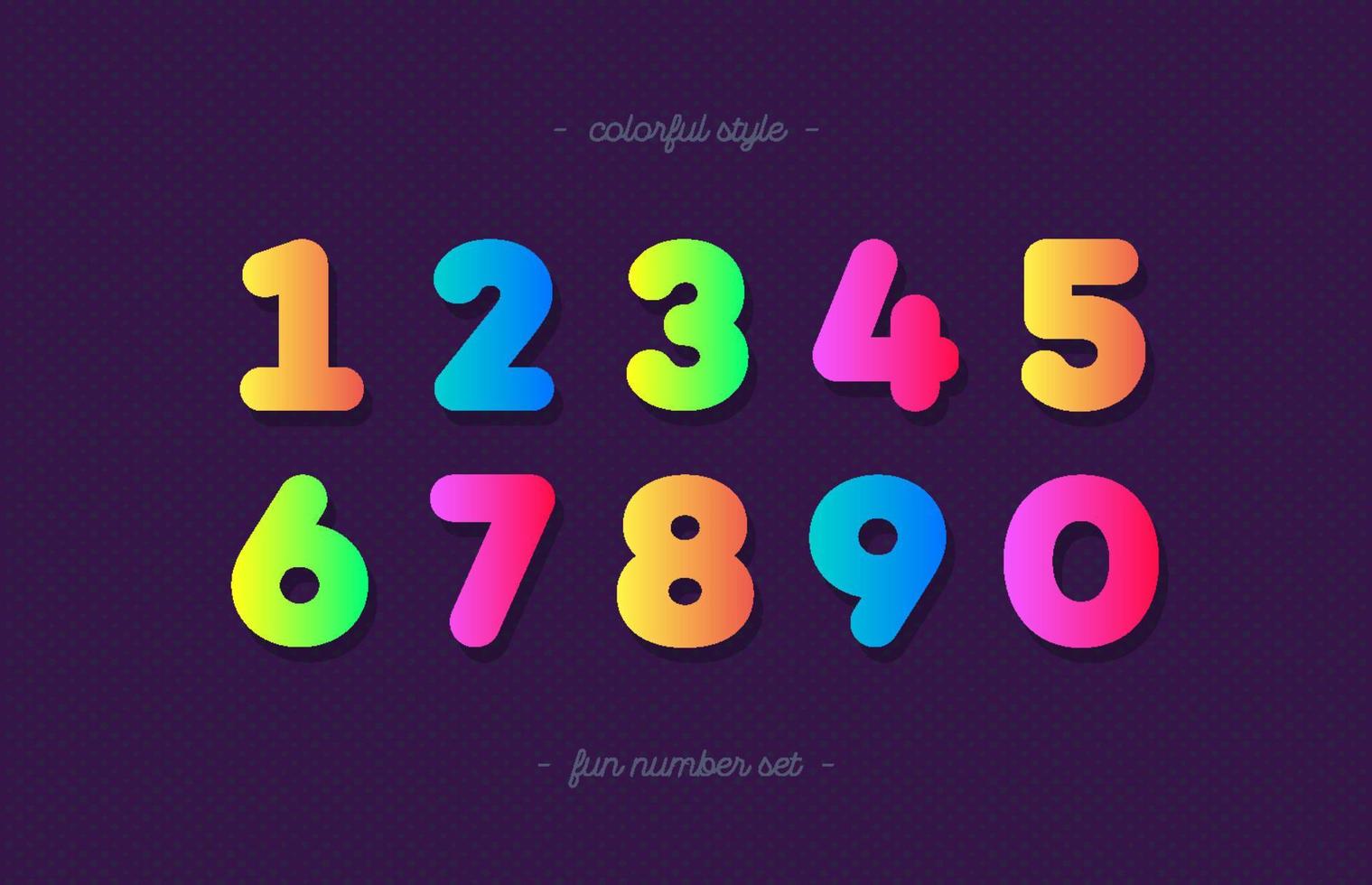 Numbers set cartoon style vector