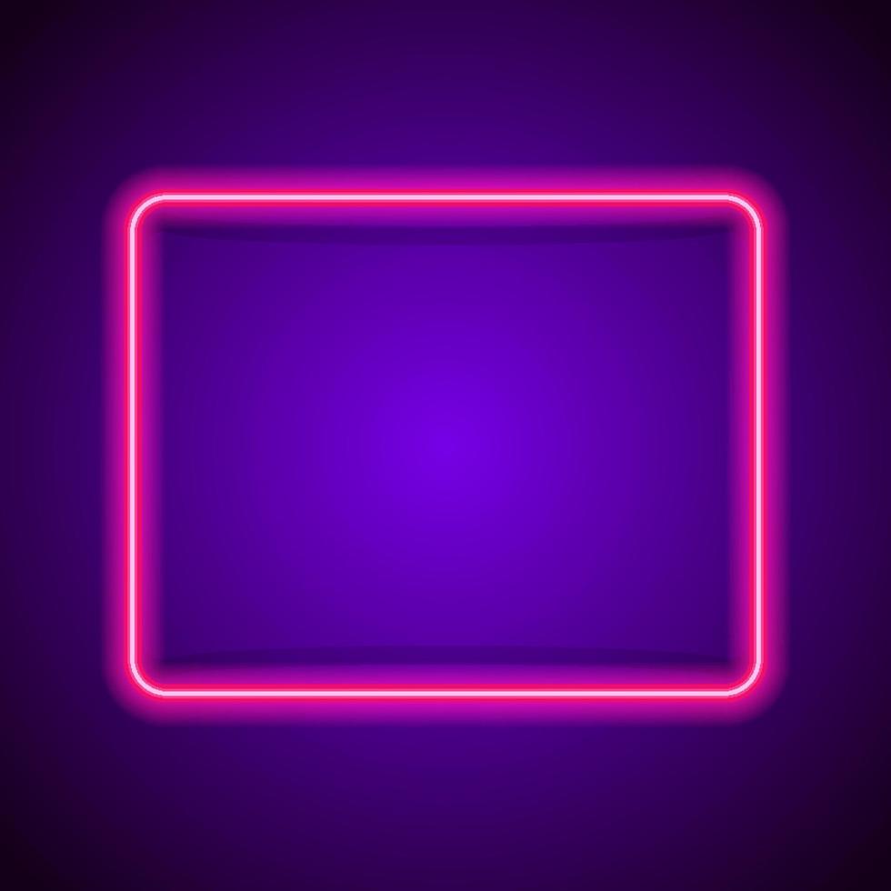 marco de neón vectorial color rosa sobre fondo púrpura para café, pancarta vector