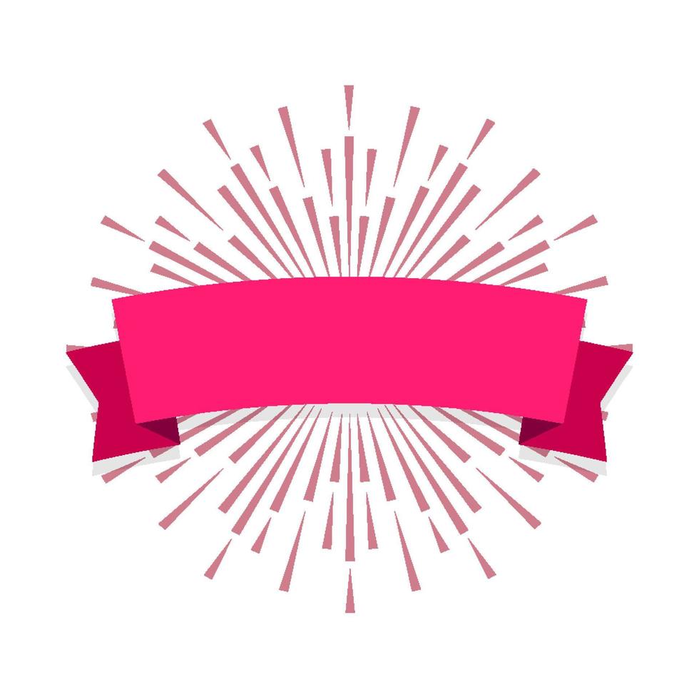 Vector sunburst and ribbon design element red color