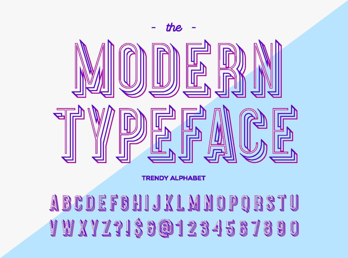 Modern typeface trendy colorful line style typography vector