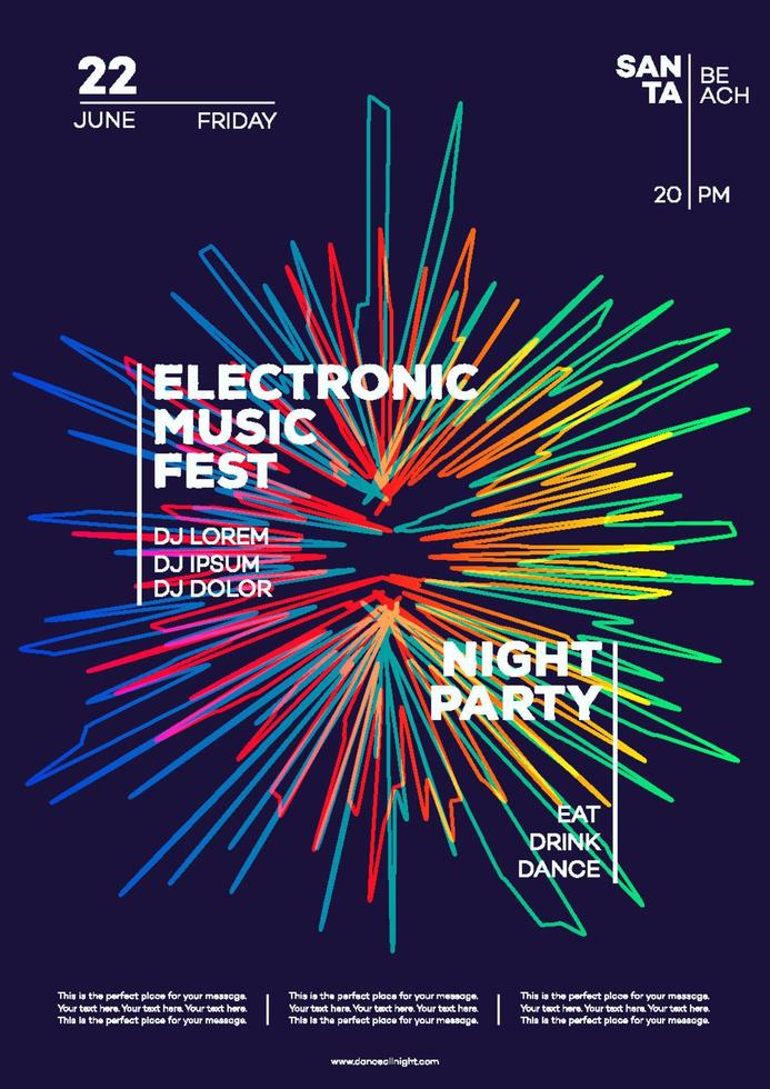 Electronic music party poster. Trendy club party flyer modern gradients minimalist style vector