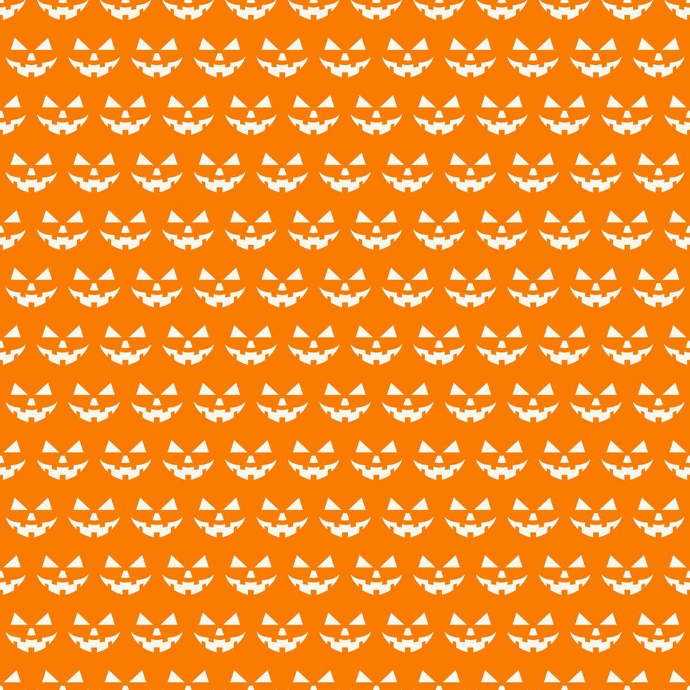 Halloween pattern face pumpkin white color on orange background vector