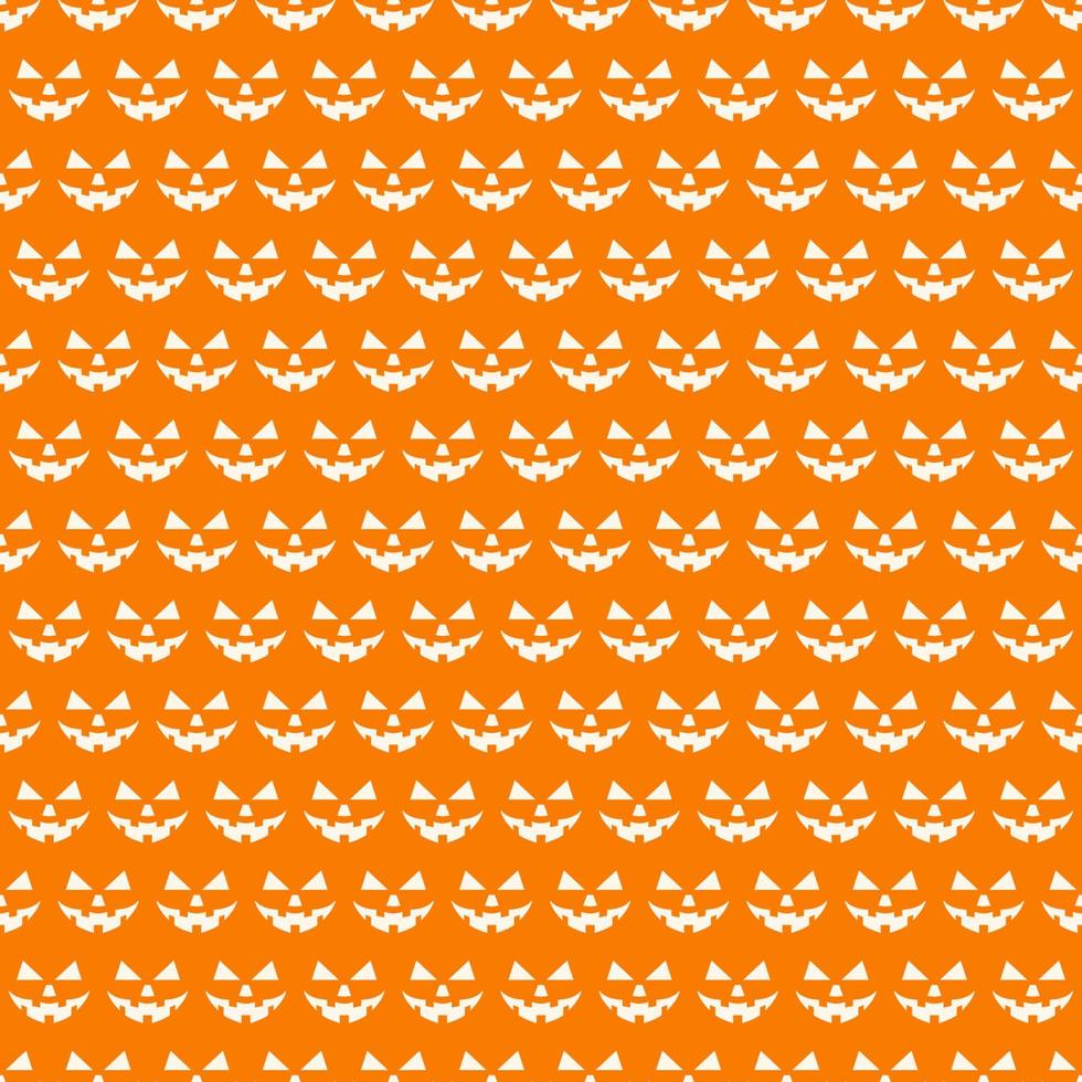 Halloween pattern face pumpkin white color on orange background vector