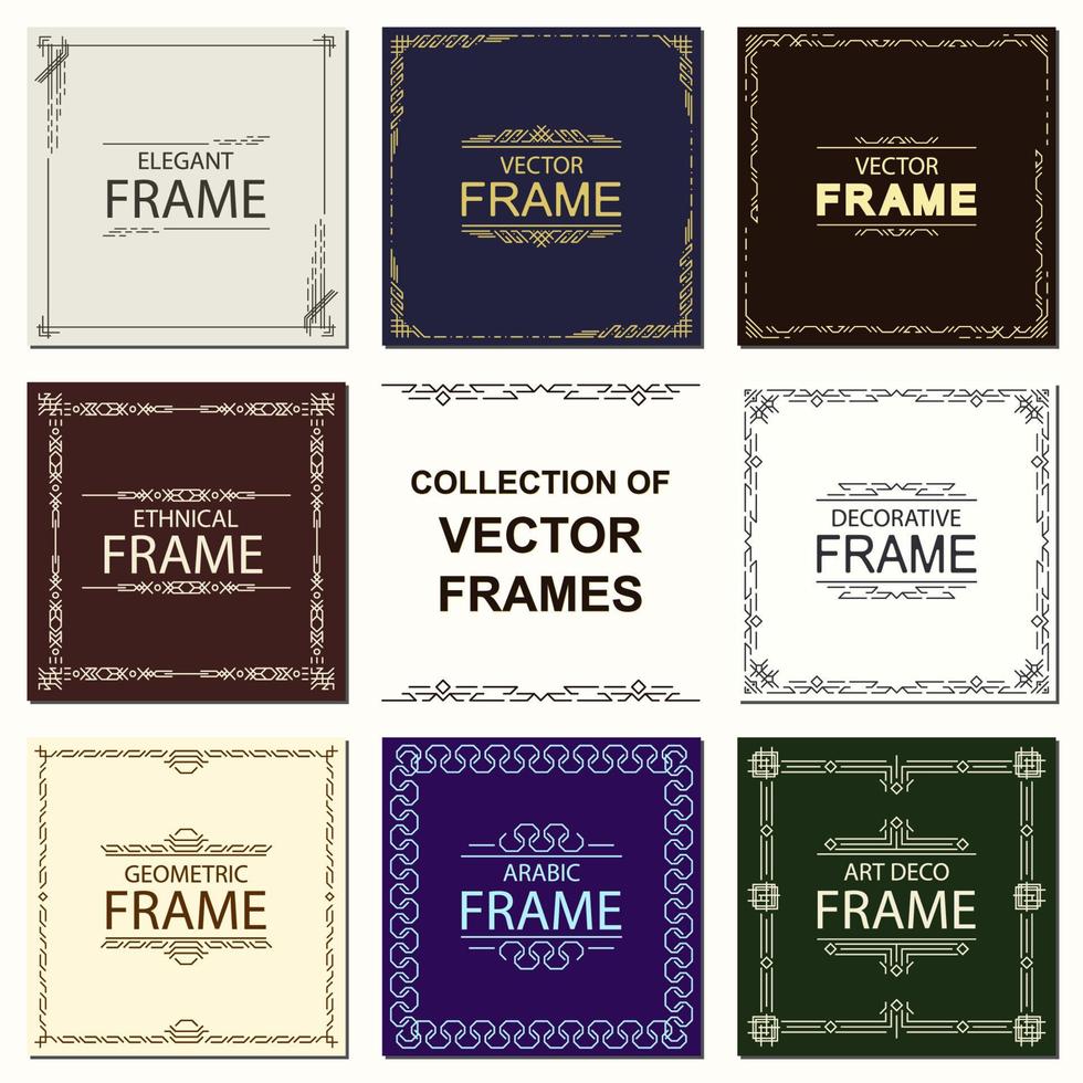 set of vector frames ethnical, art deco style