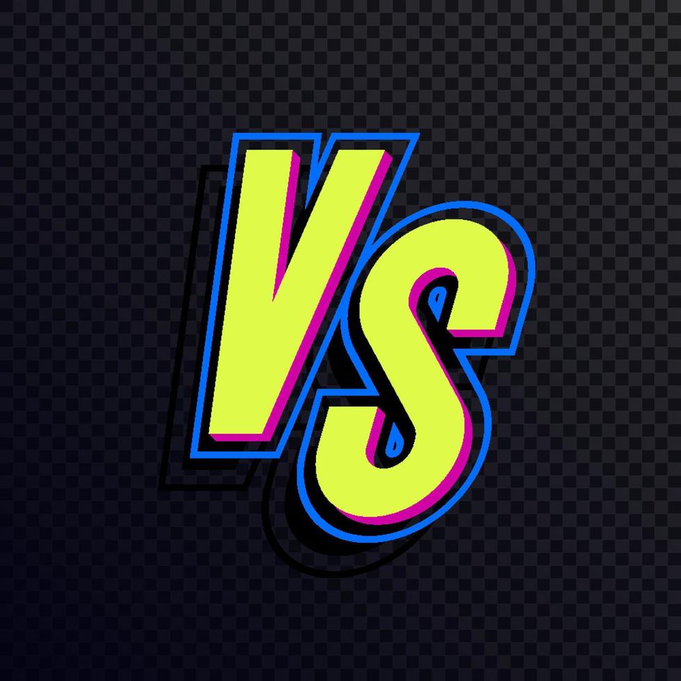 Vector versus sign neon style isolated on transparent background