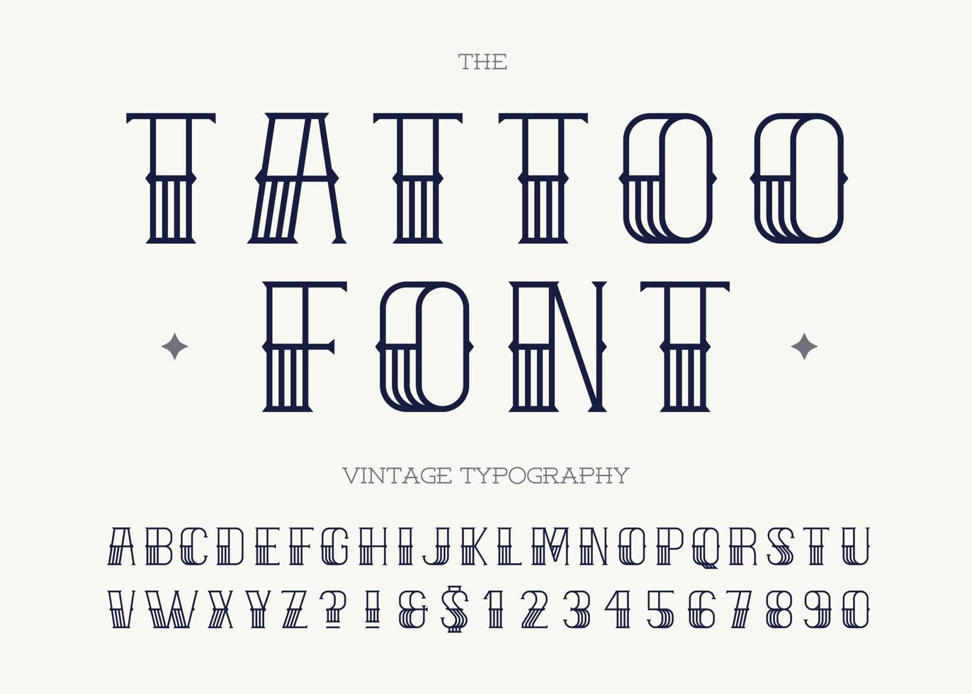 Tattoo font black color vector