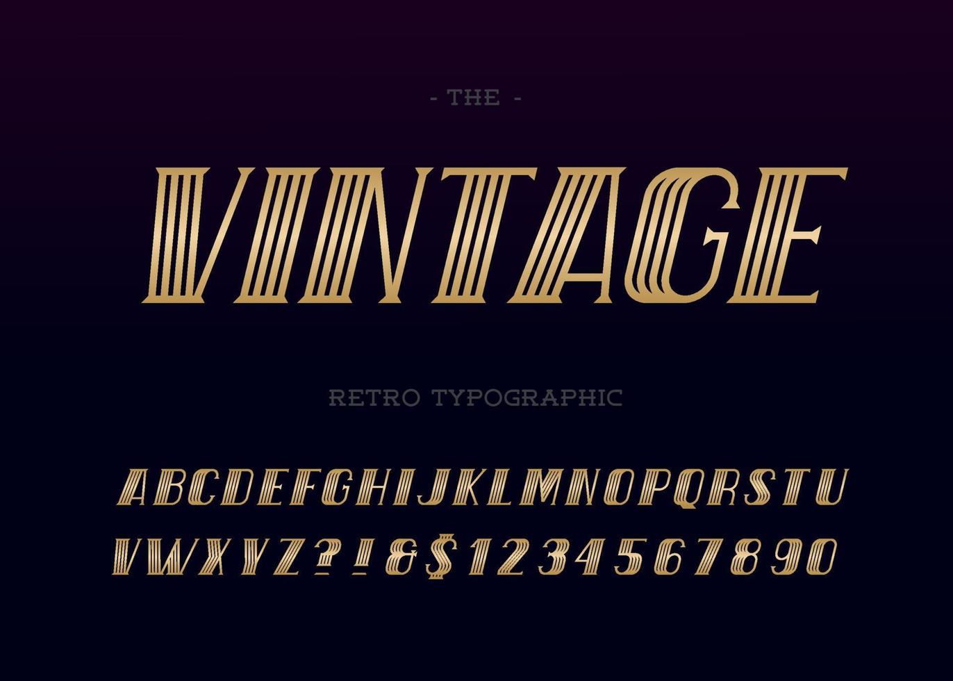 Vector vintage font modern retro typography gold style