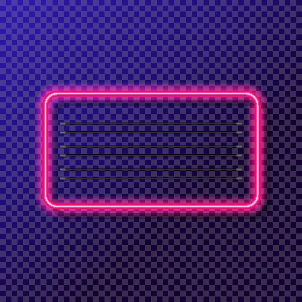 Neon horizontal frame red color on transparent background for shop, cafe vector