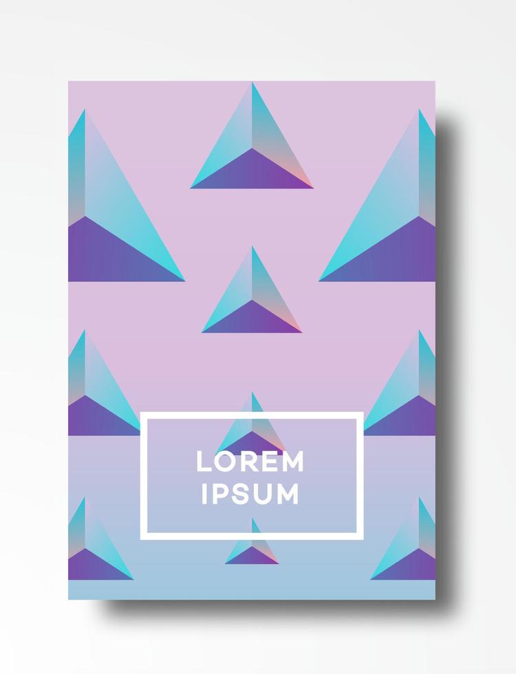 Cover design template triangle background with minimal cool gradient and rectangle copy space vector