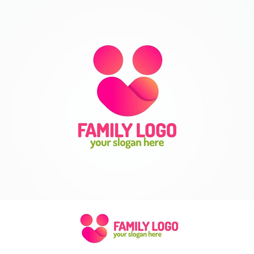 Family logo consisting of figures two people and heart vector