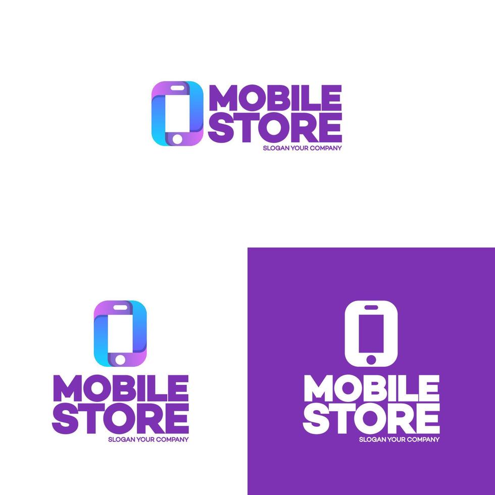 Mobile store logo set vector