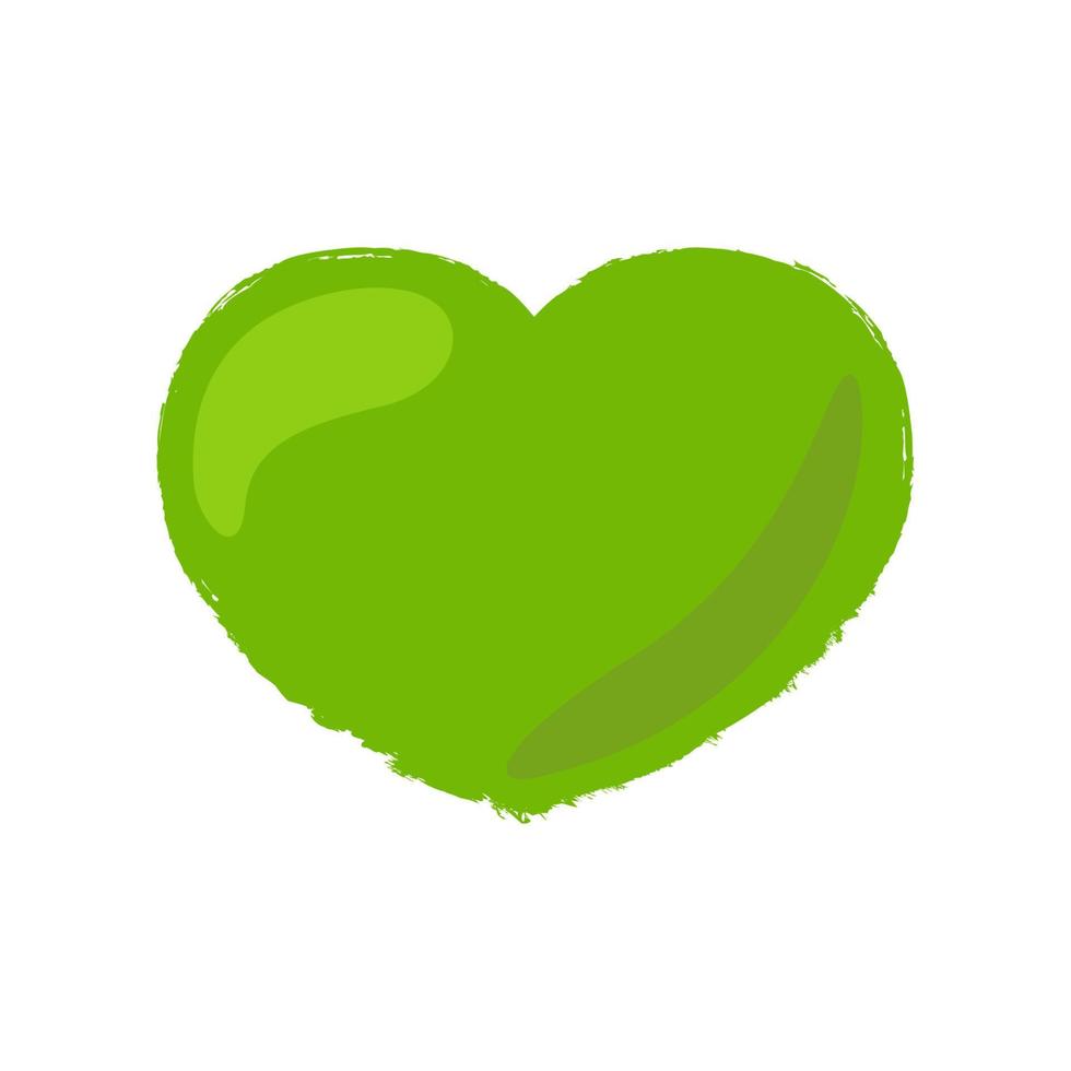 corazón verde dibujar a mano textura aislada en fondo blanco vector