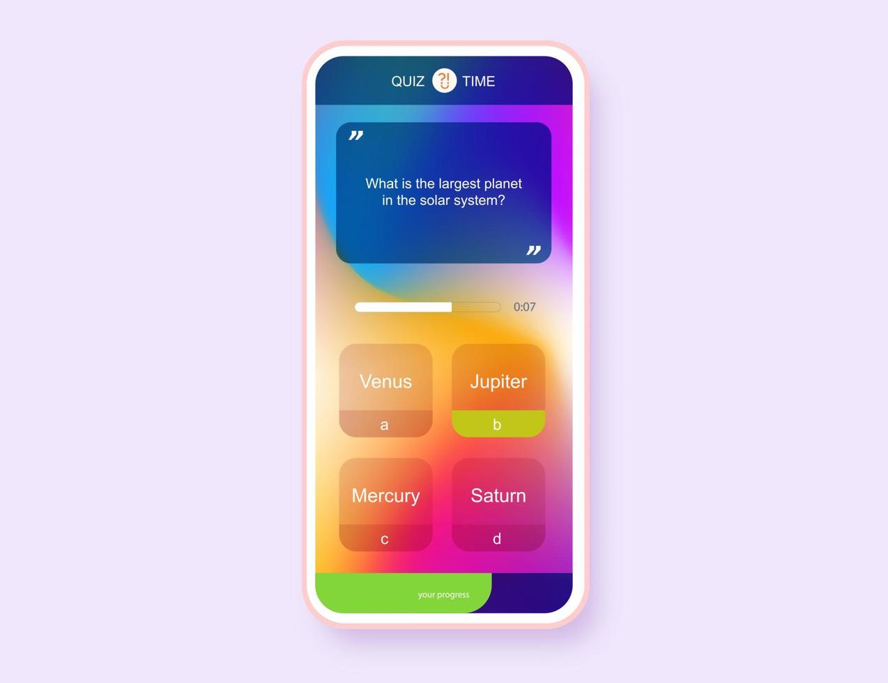 Mobile app question and answers modern gradient style vector
