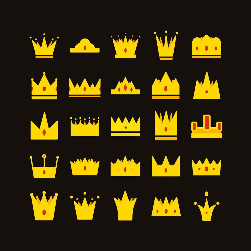 conjunto de iconos de vector de corona de oro