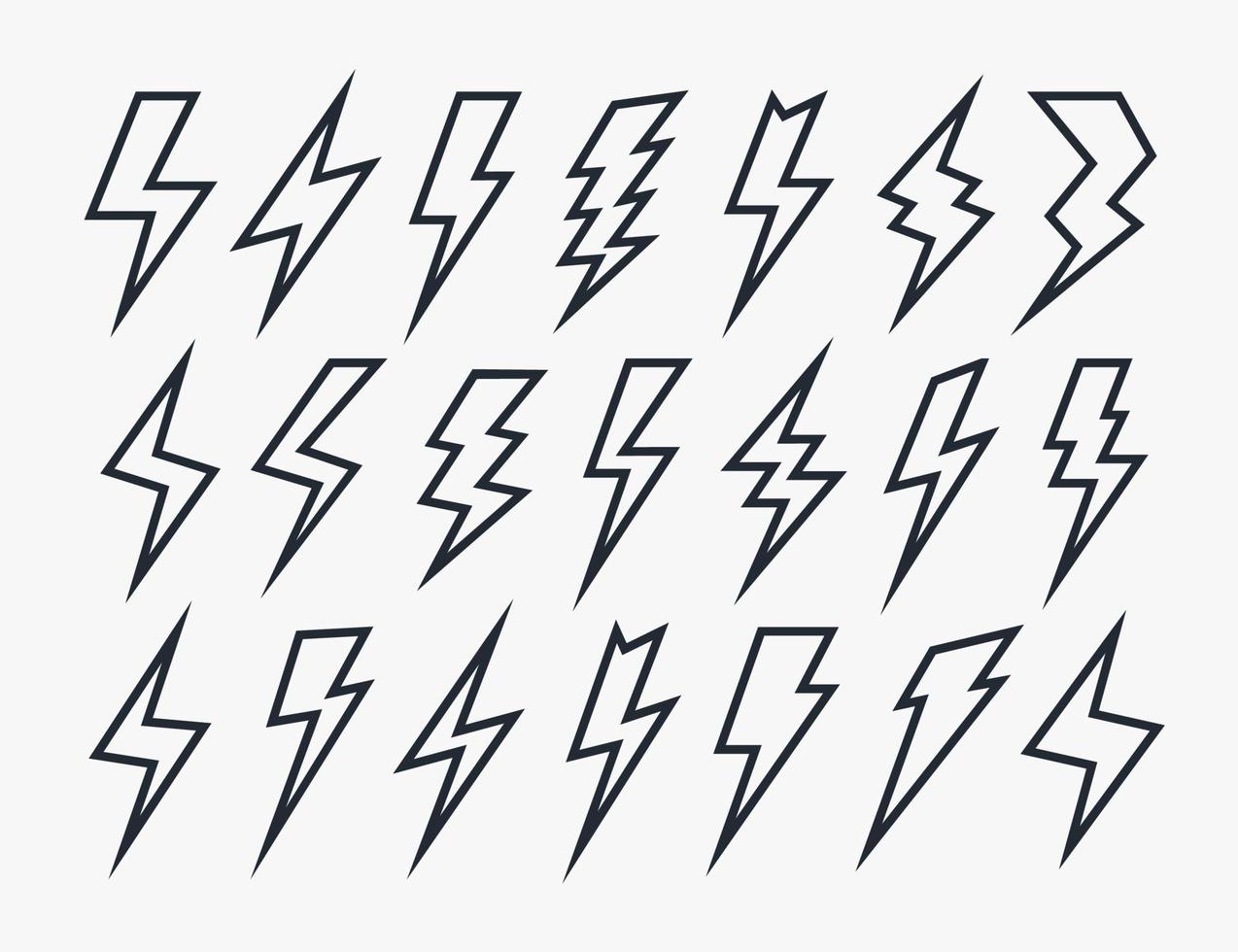 Set of electric lightning bold symbol vector