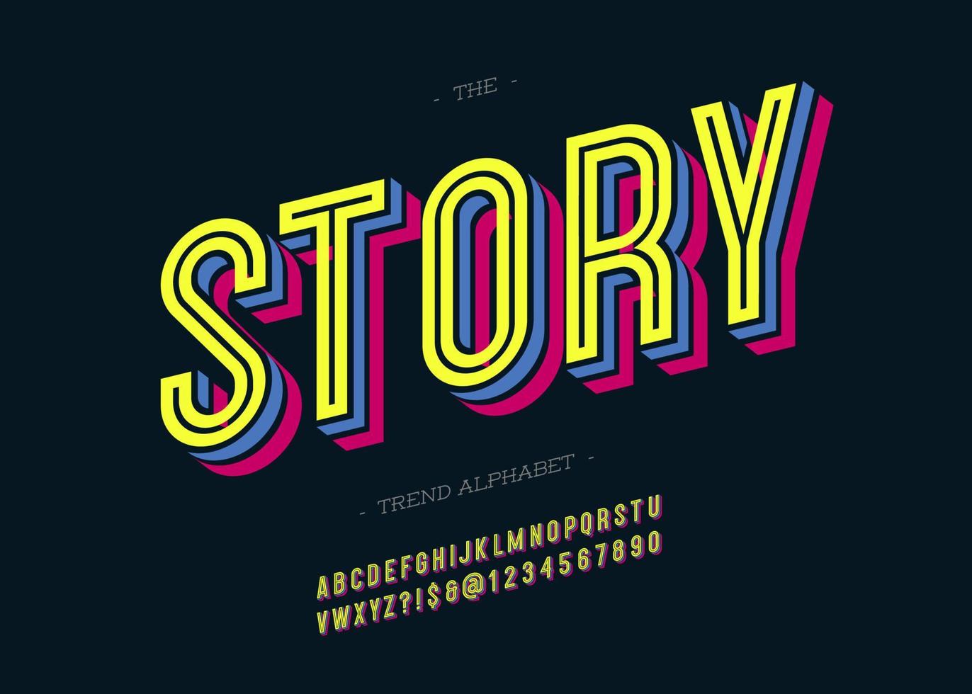 Vector bold story alphabet modern typography