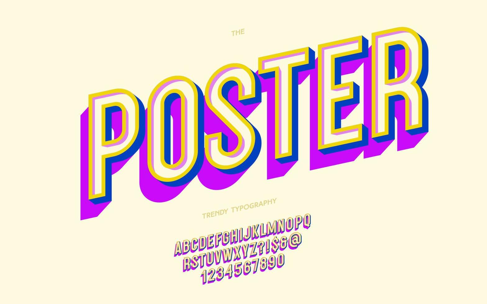 Vector poster font 3d bold style