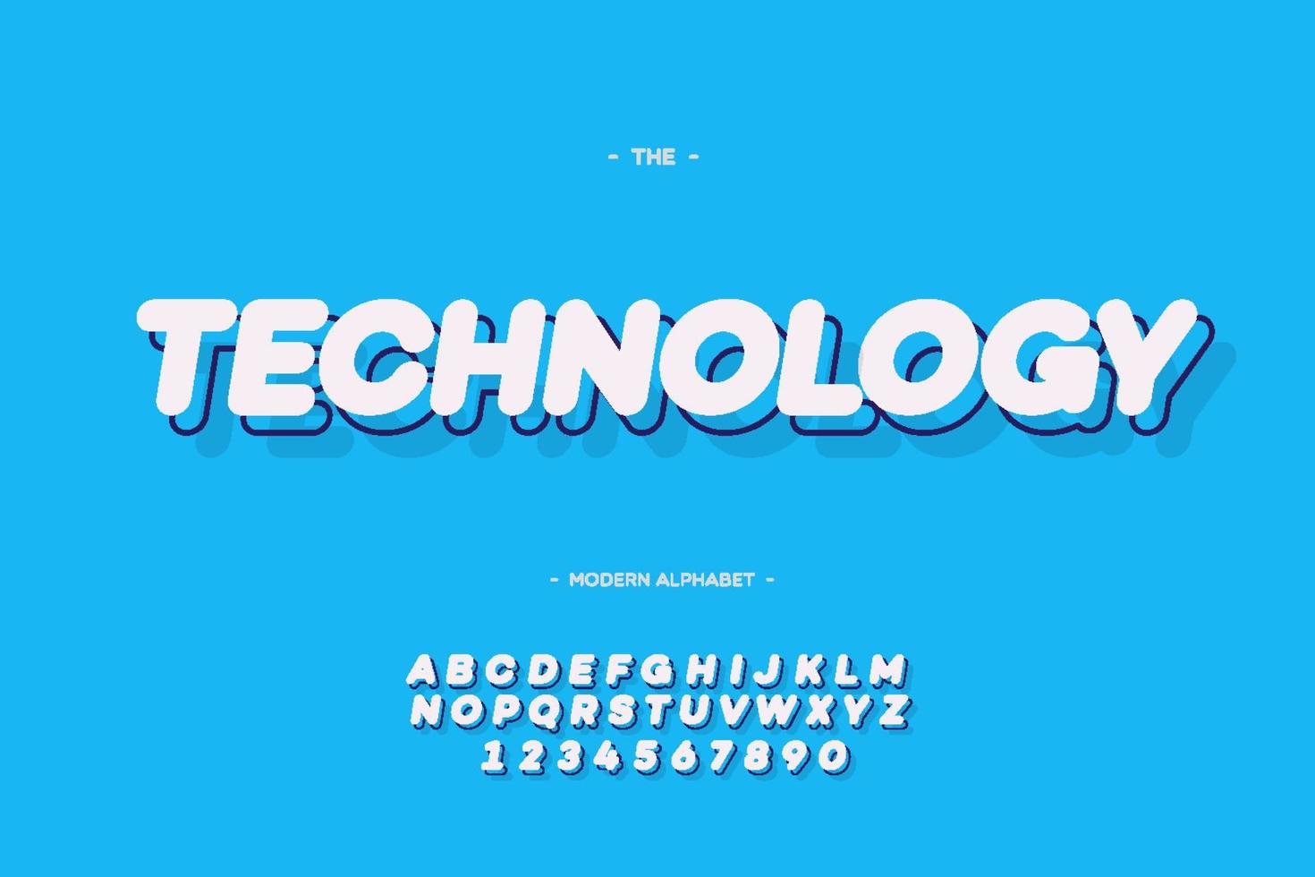Vector technology font 3d bold slanted style