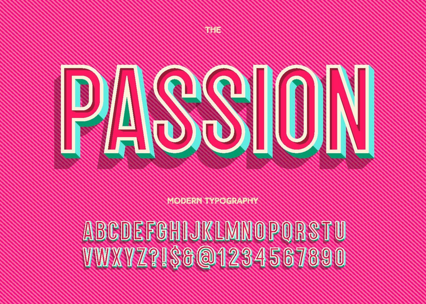 Vector passion font trendy typography