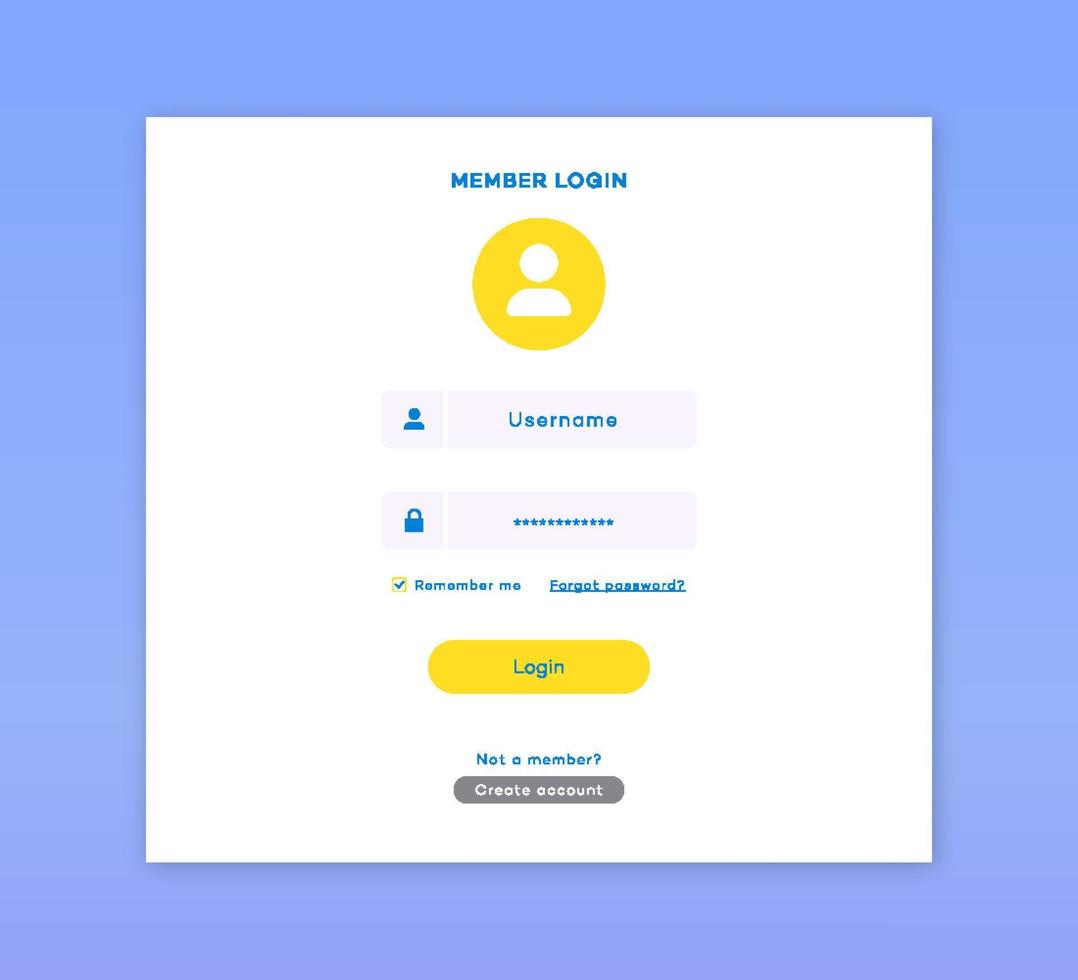 Login form page template flat style vector