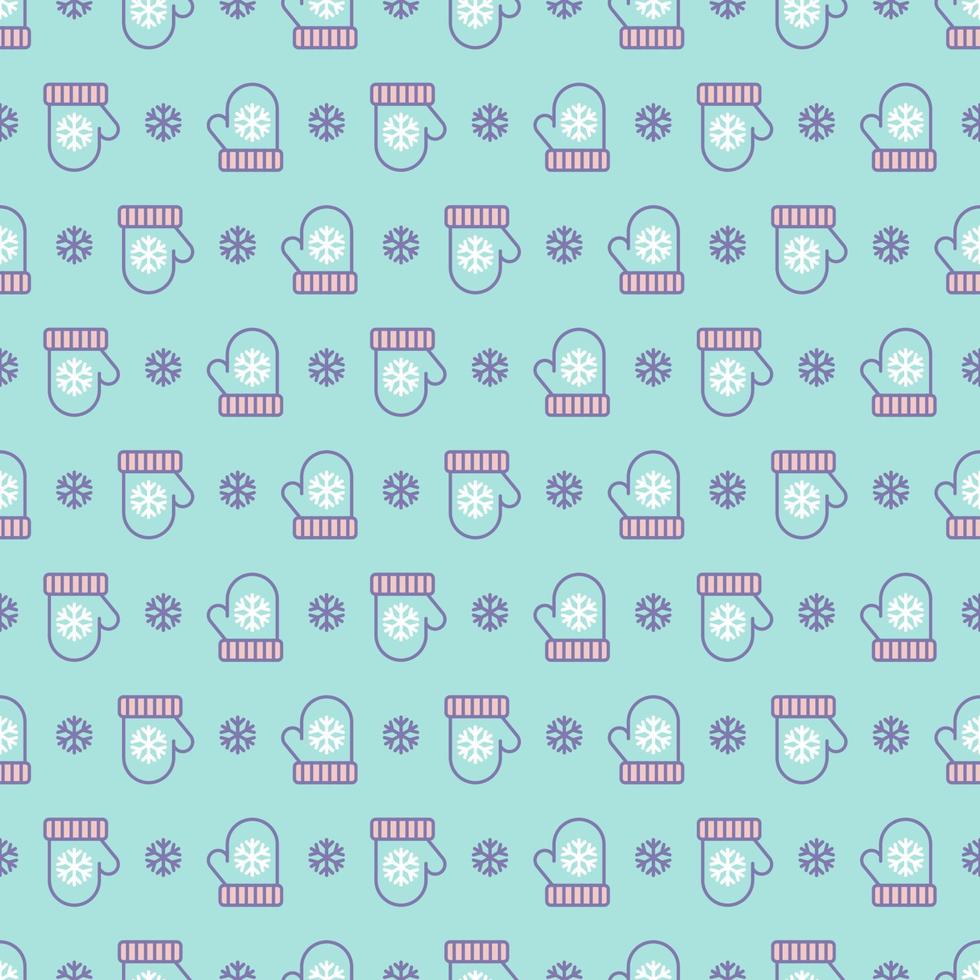 Christmas mitten pattern flat color style on background for greeting card vector