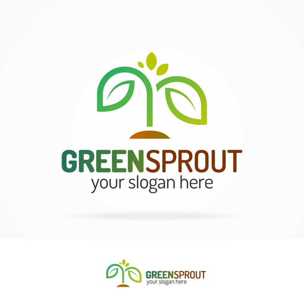 Vector green sprout logo modern color style
