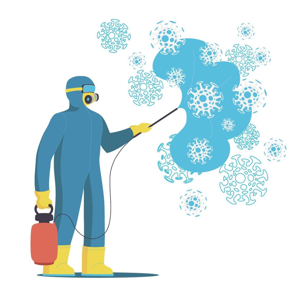 Sanitary workers in protective suits vector