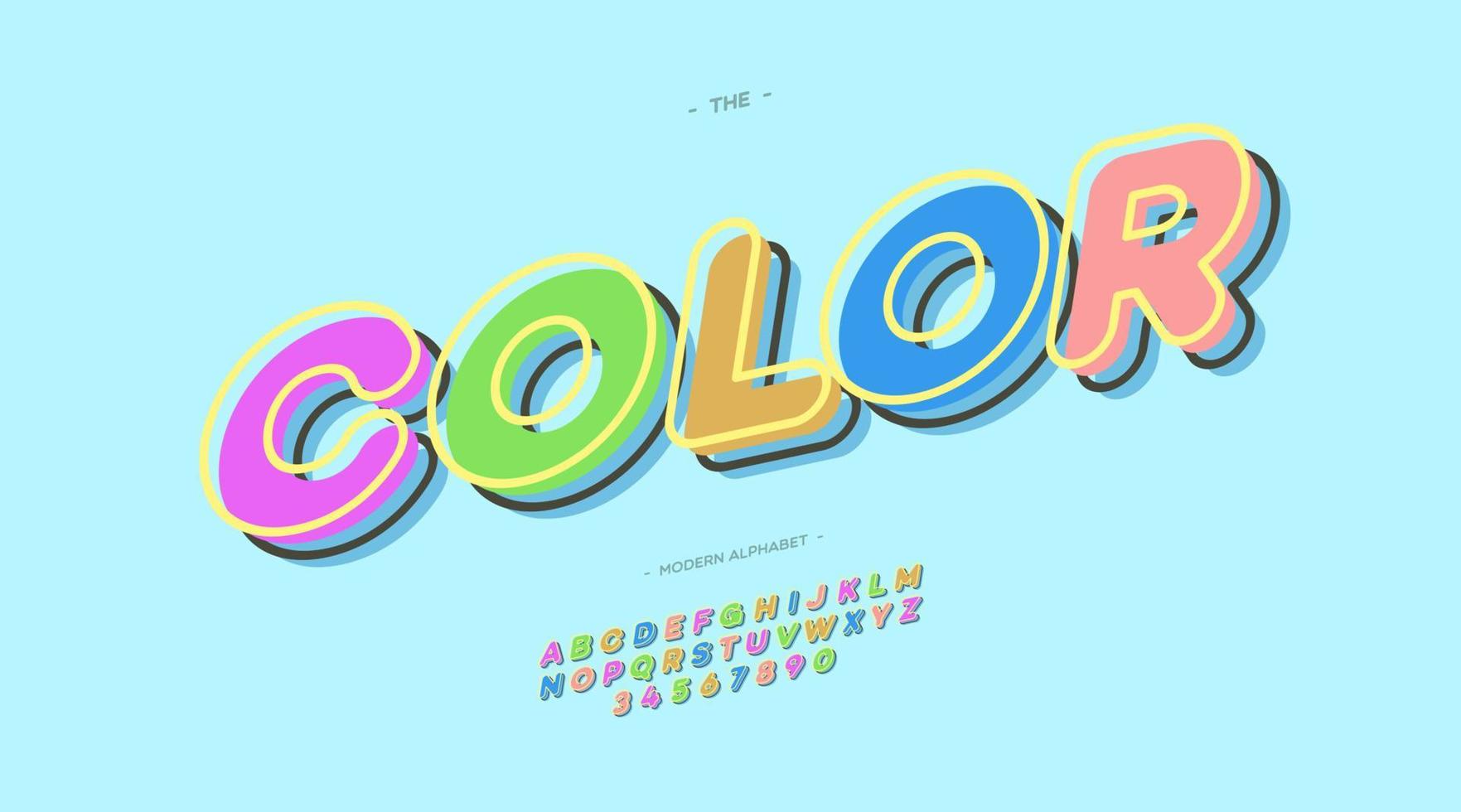 Vector font color 3D bold style