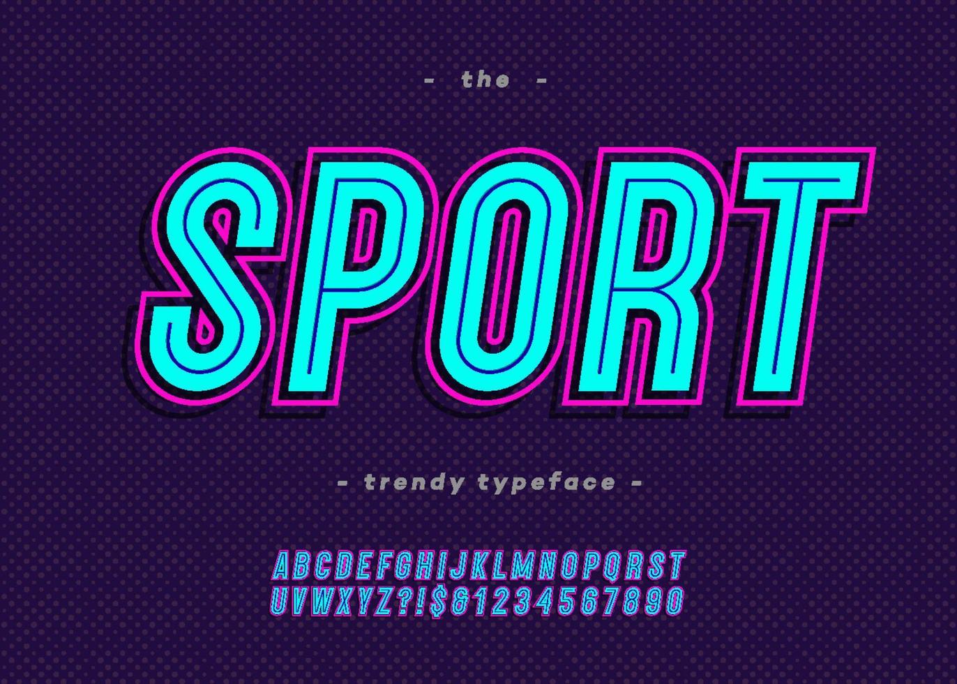 Vector bold neon sport alphabet modern typography sans serif style