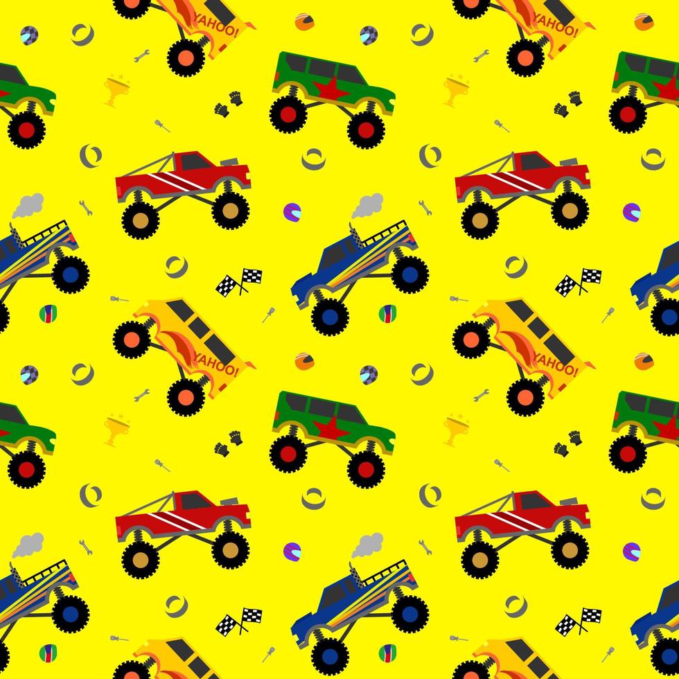 truck seamless pattern cartoon style for decoration vector