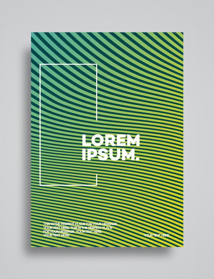 Cover design template set with abstract lines modern green color gradient style vector