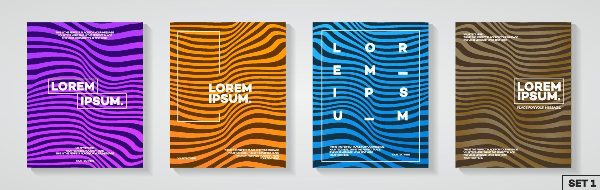 Cover design template set with abstract lines modern color gradient style for poster vector