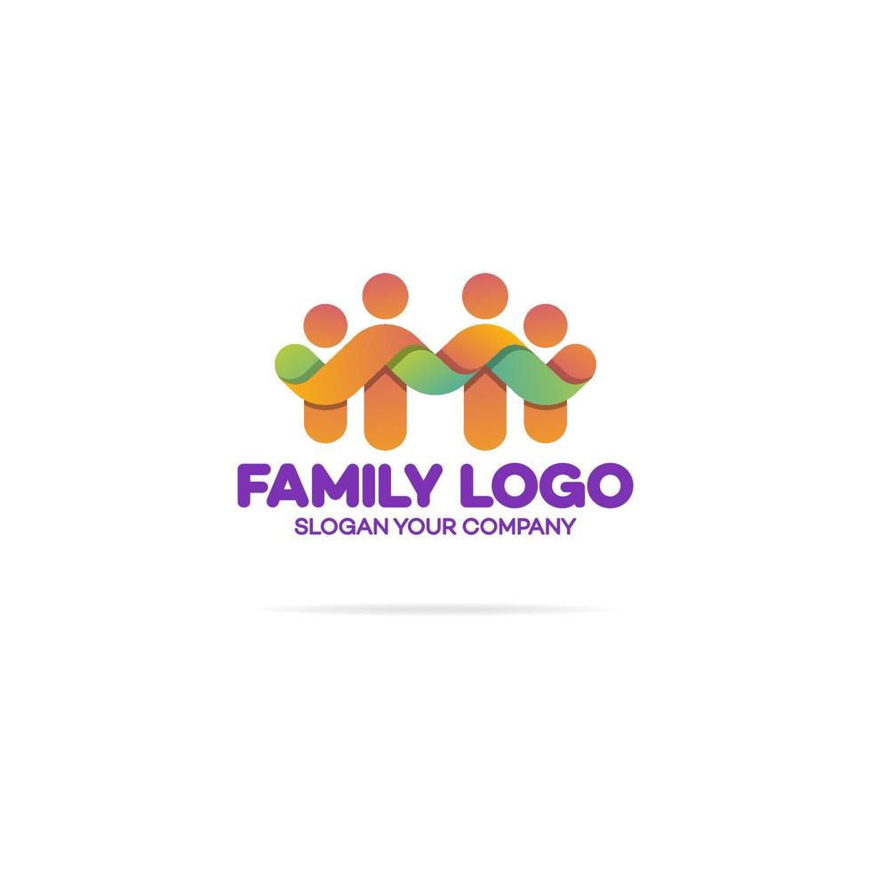 Family logo four persons vector