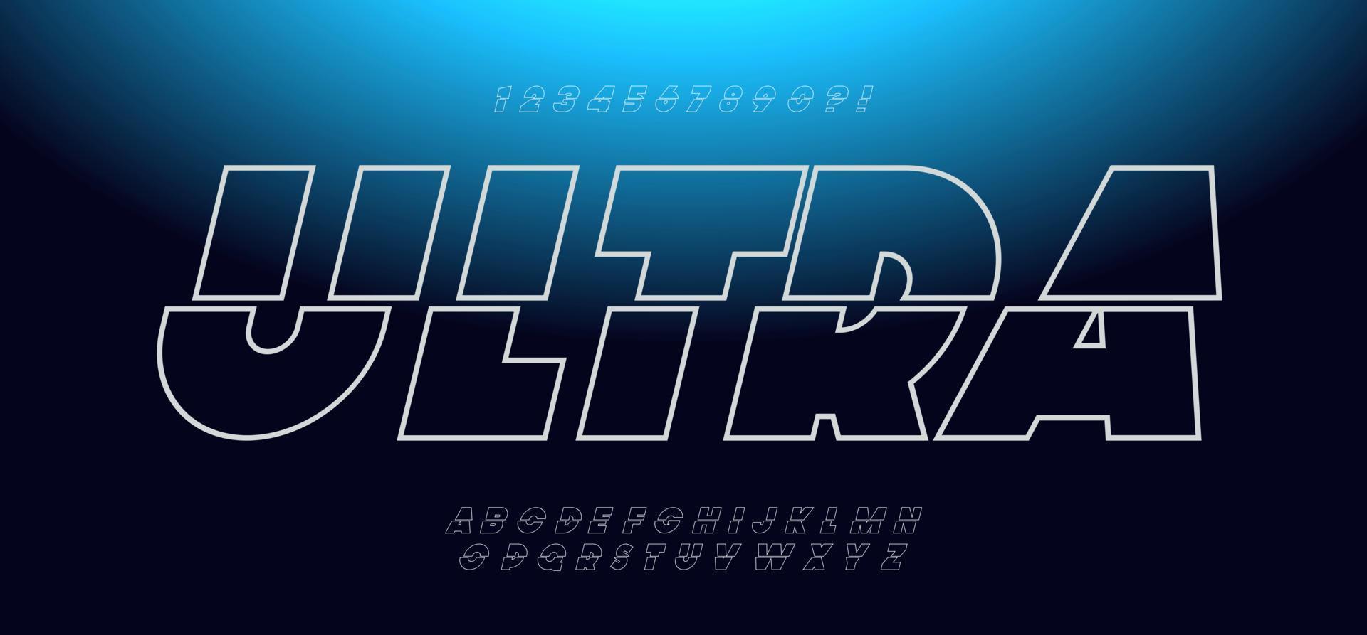 Vector ultra font slanted bold style