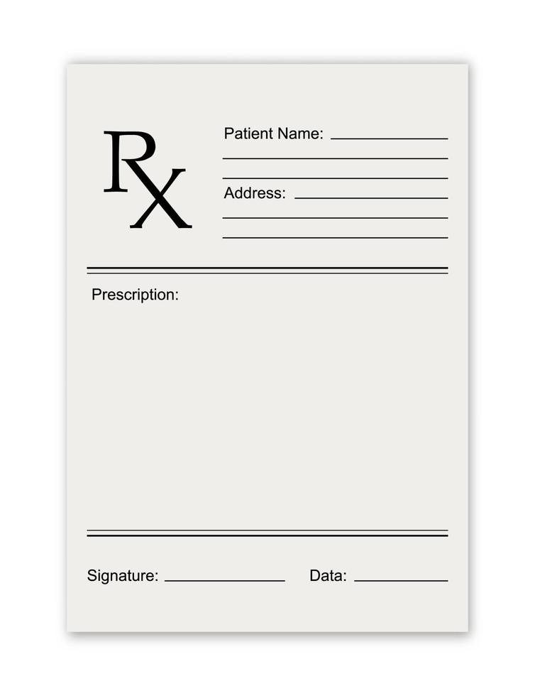 Rx medical prescription empty blank vector