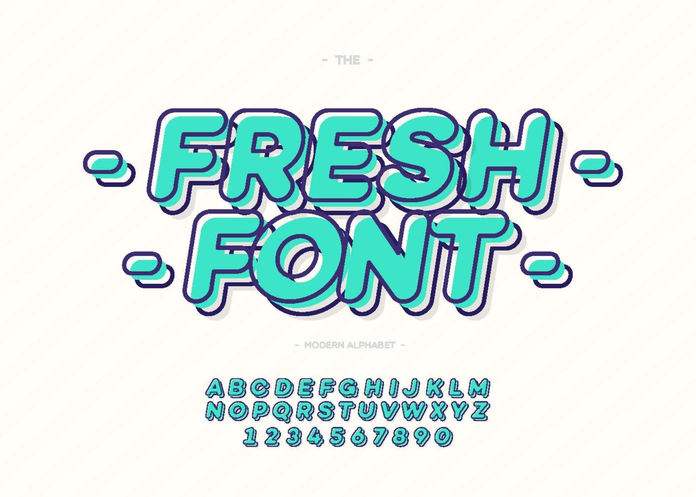vector fuente fresca tipografía 3d moderna
