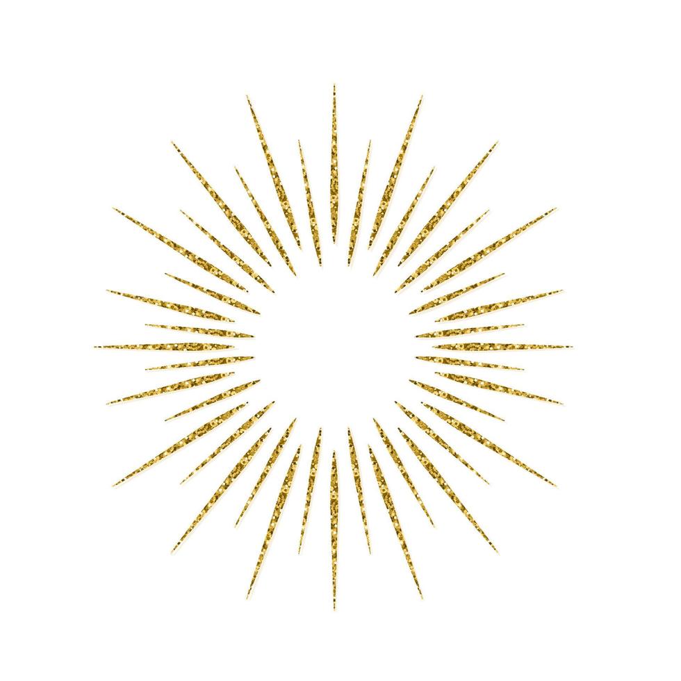 Sunburst gold glitter effect isolated on white background. Vintage light starburst use for logo, labels and badges. Vector Illustration