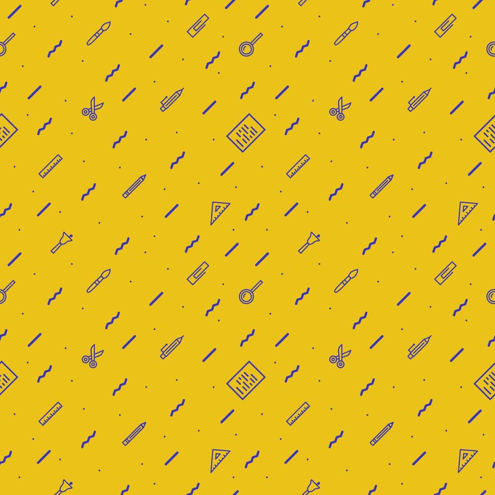 vector school pattern on yellow background