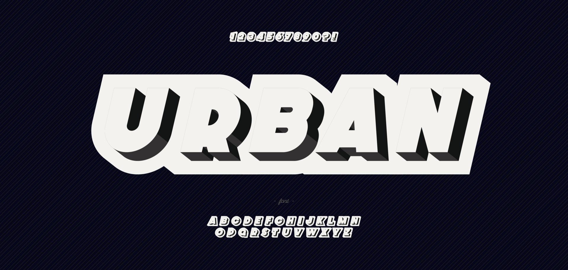 Vector urban typeface 3d bold style